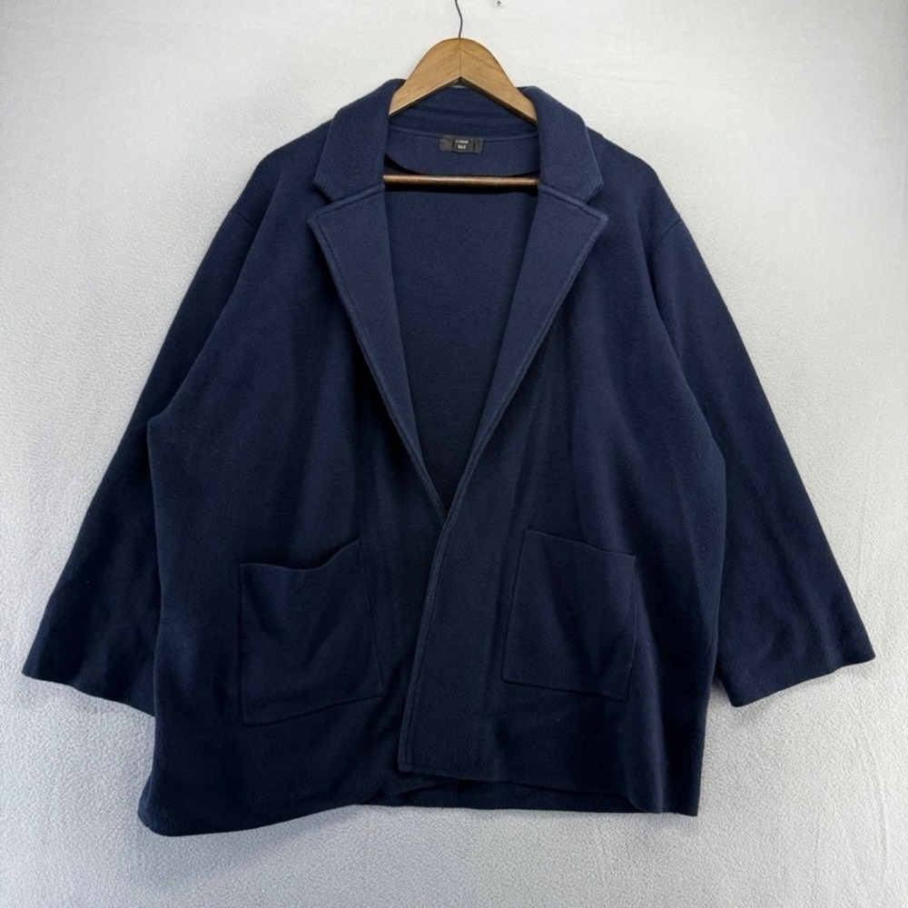 J.Crew Sweater Women's 2XL Blue Navy Open Front Cardigan Pocket Cototn Knit